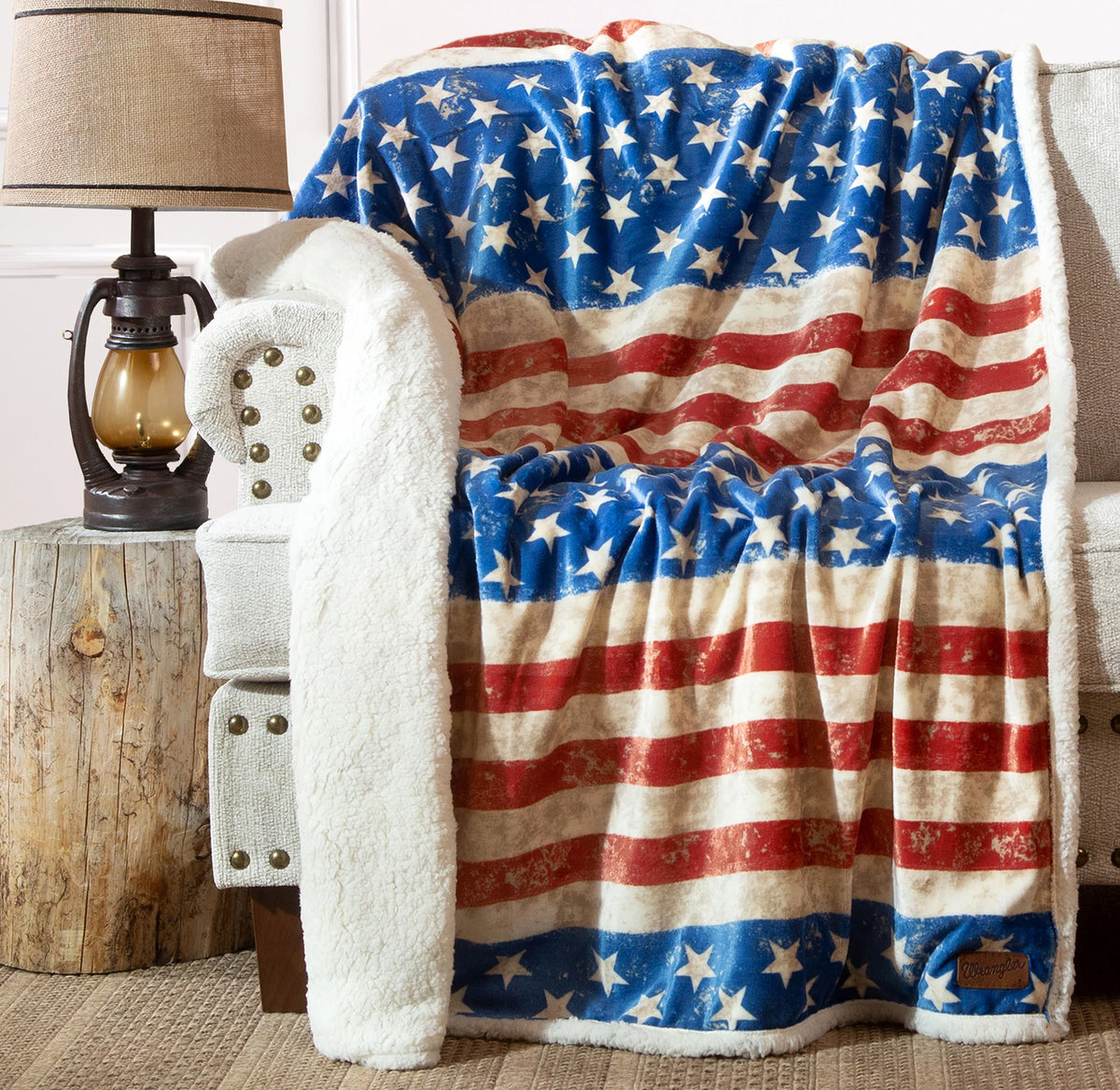JW198 Casten's Wrangler Stars & Stripes Plush Throw Blanket