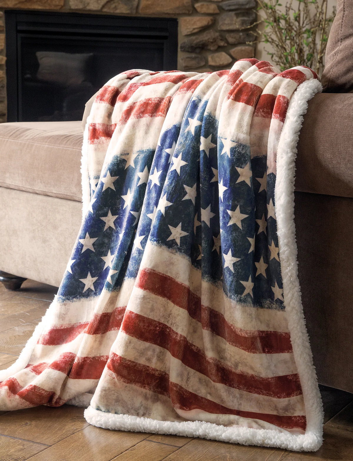 JW198 Casten's Wrangler Stars & Stripes Plush Throw Blanket