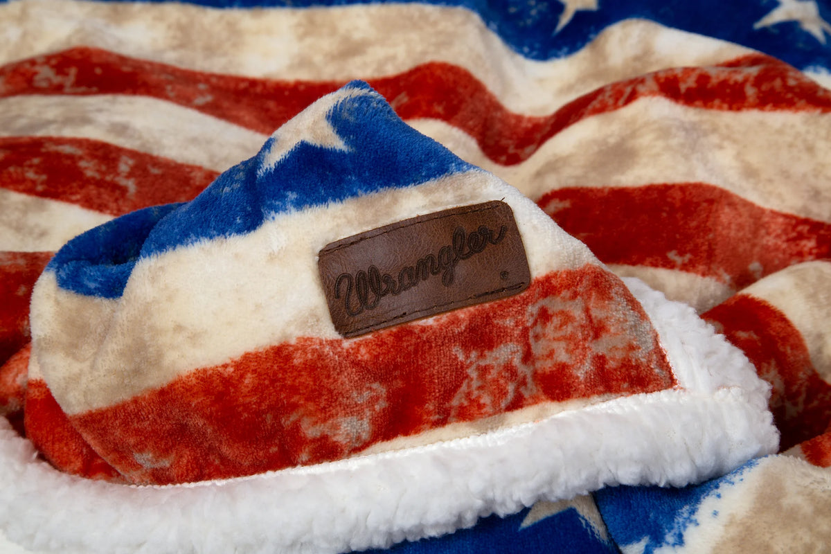 JW198 Casten's Wrangler Stars & Stripes Plush Throw Blanket
