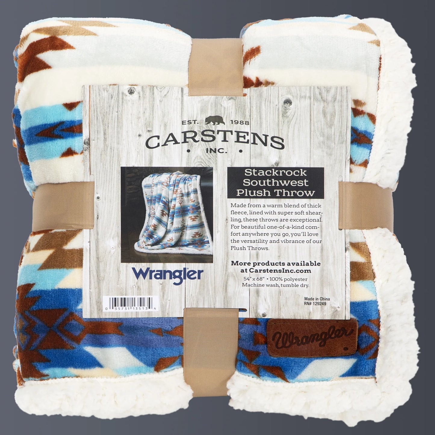 JW261 Carsten's Wrangler Stack Rock Southwest Plush Throw Blanket
