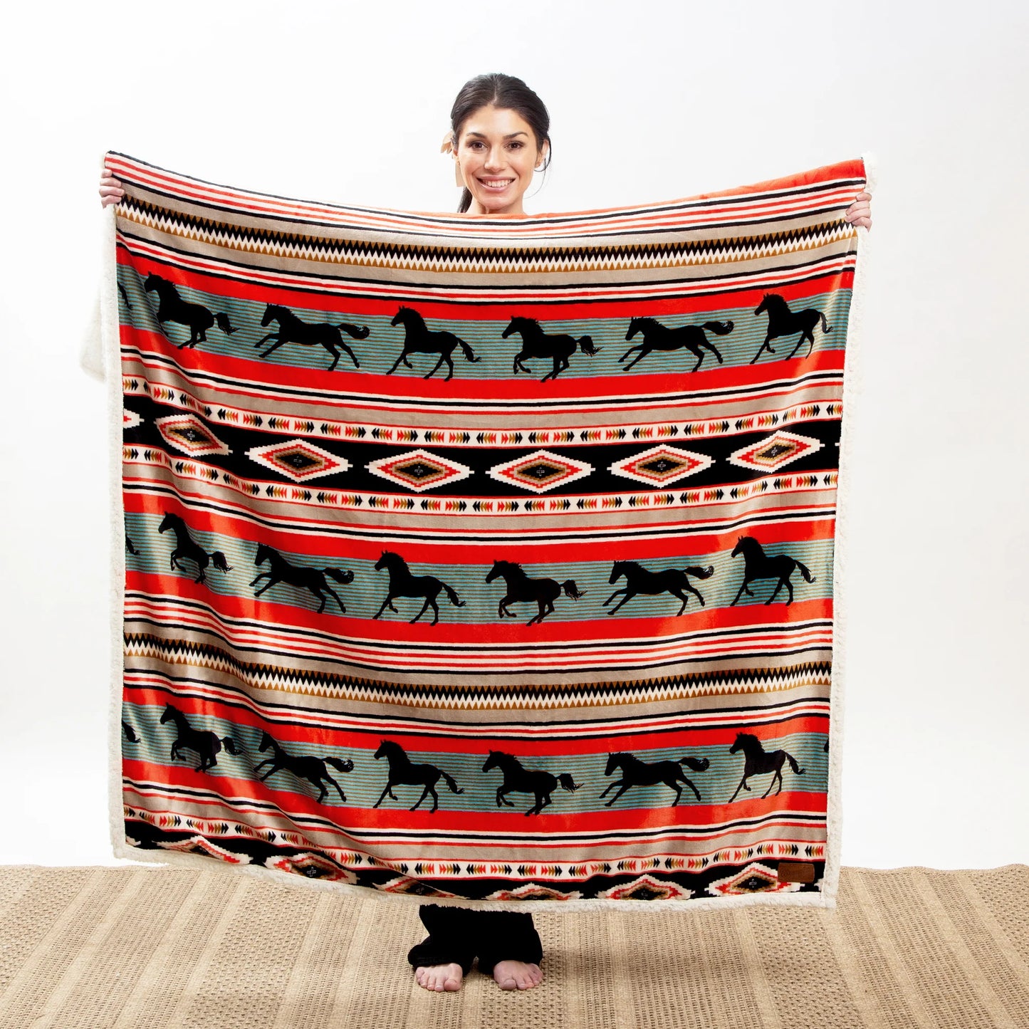 JW283 Carsten's Wrangler Black Stallion Plush Throw Blanket