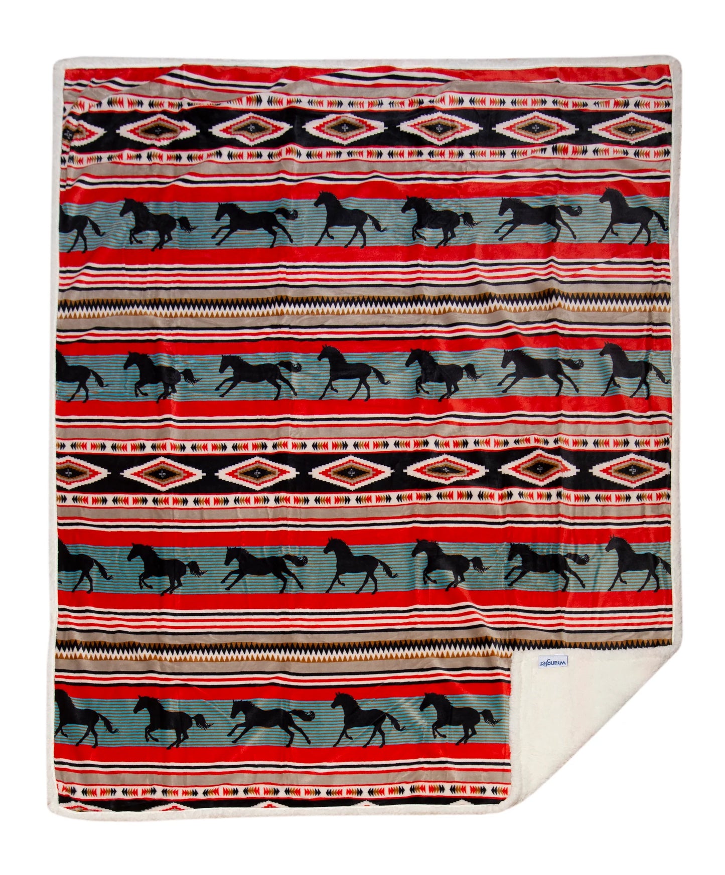 JW283 Carsten's Wrangler Black Stallion Plush Throw Blanket