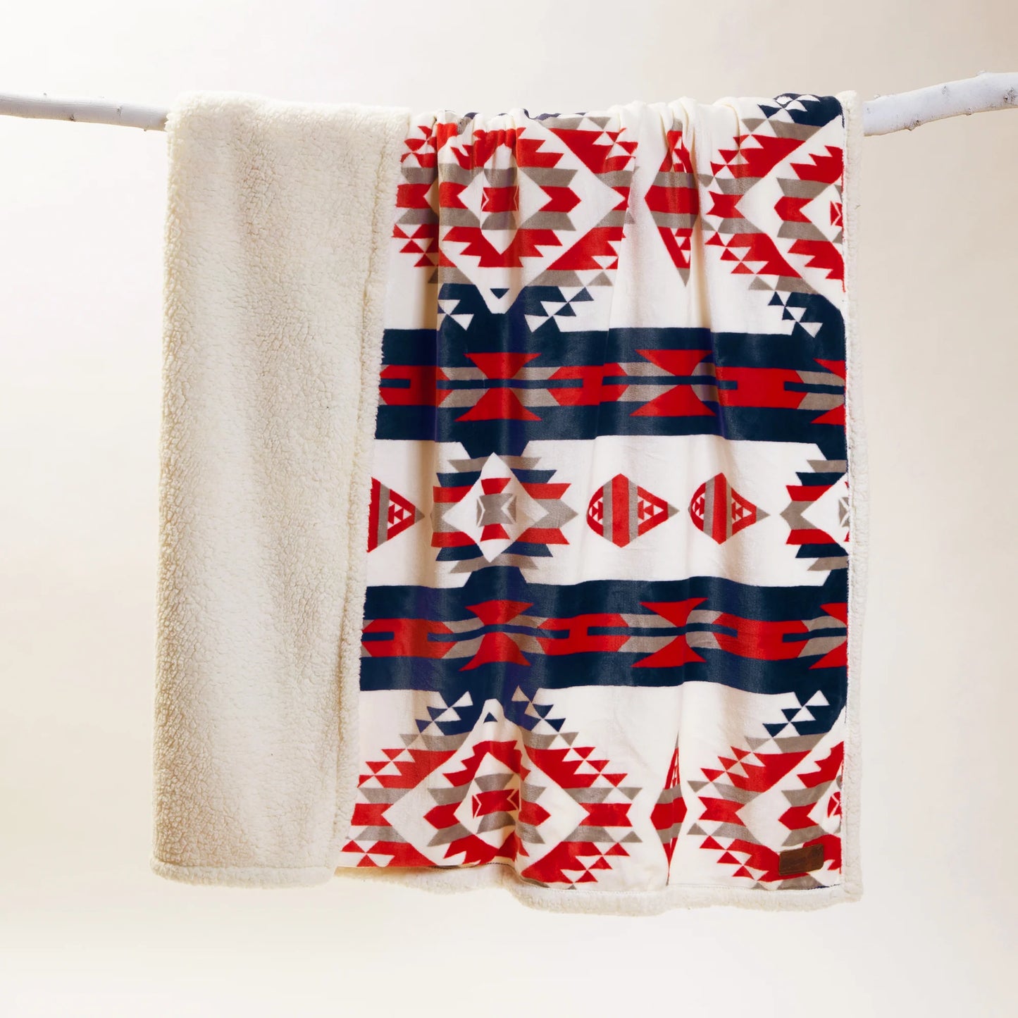 JW298 Carsten's Red, White, and Blue Southwest Plush Throw Blanket