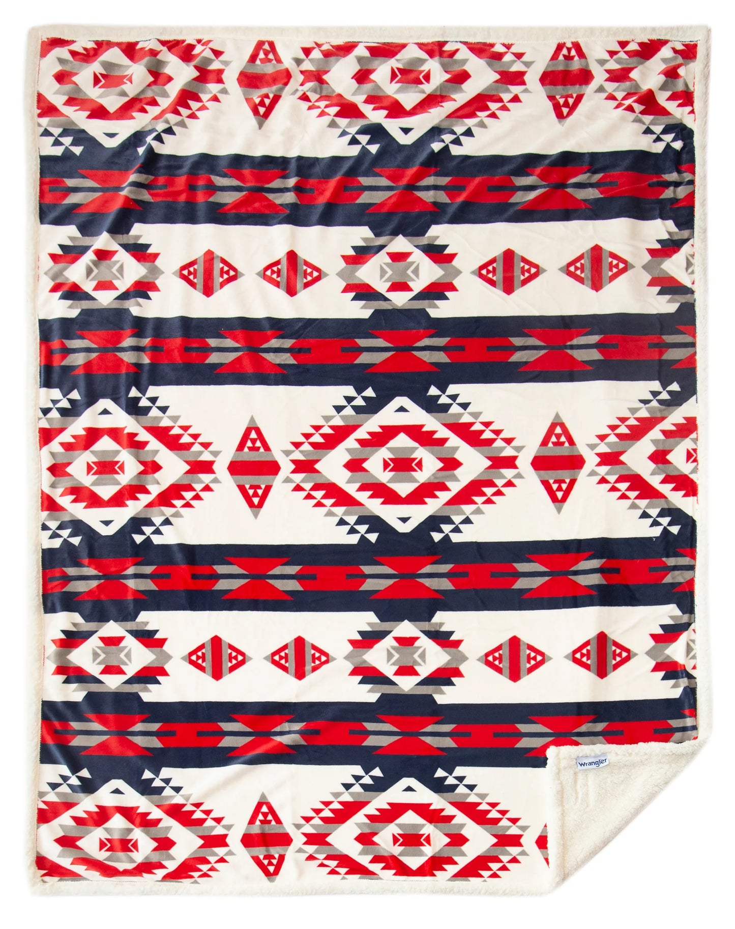 JW298 Carsten's Red, White, and Blue Southwest Plush Throw Blanket