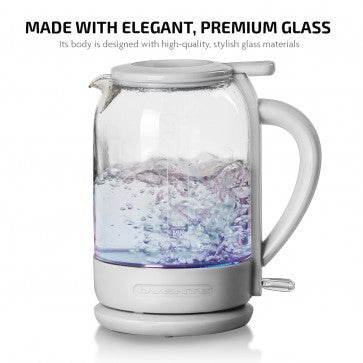 Ovente Electric Glass Hot Water Kettle 1.5 Liter with ProntoFill Technology The Easy Fill Solution (KG516 Series)