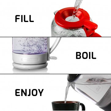 Ovente Electric Glass Hot Water Kettle 1.5 Liter with ProntoFill Technology The Easy Fill Solution (KG516 Series)