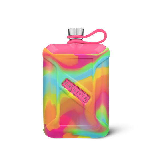 LIQUOR CANTEEN 8 OZ - NEON PINK TIE-DYE SWIRL