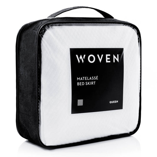 WOVEN BED SKIRT QUEEN WHITE