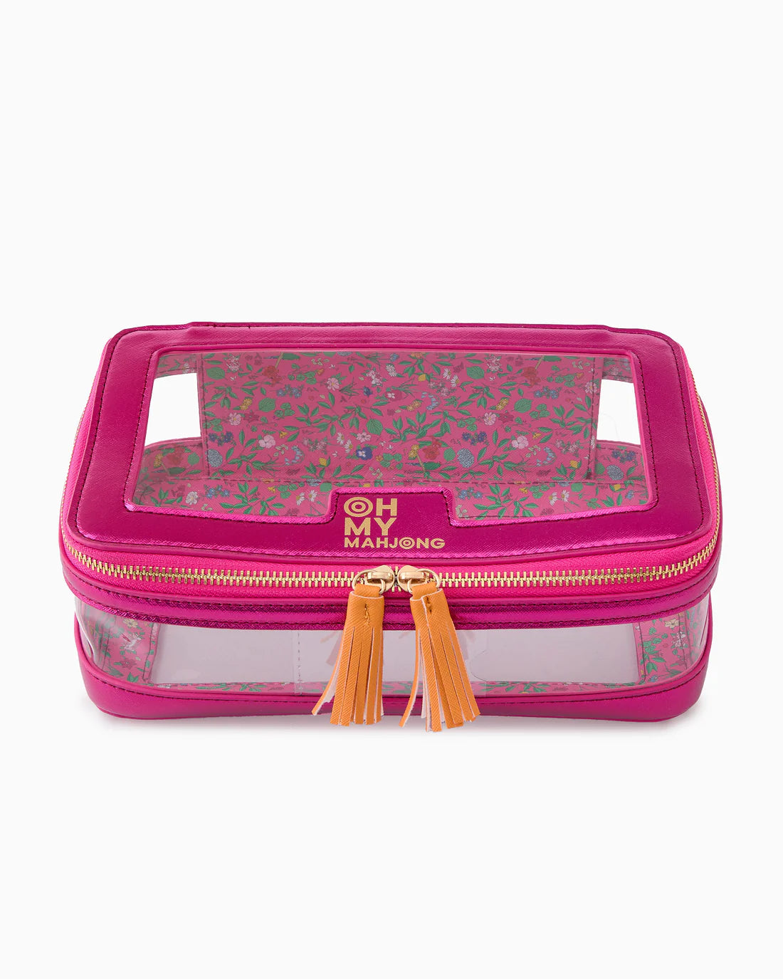 OH MY MAHJONG METALLIC PINK TILE STORAGE BAG