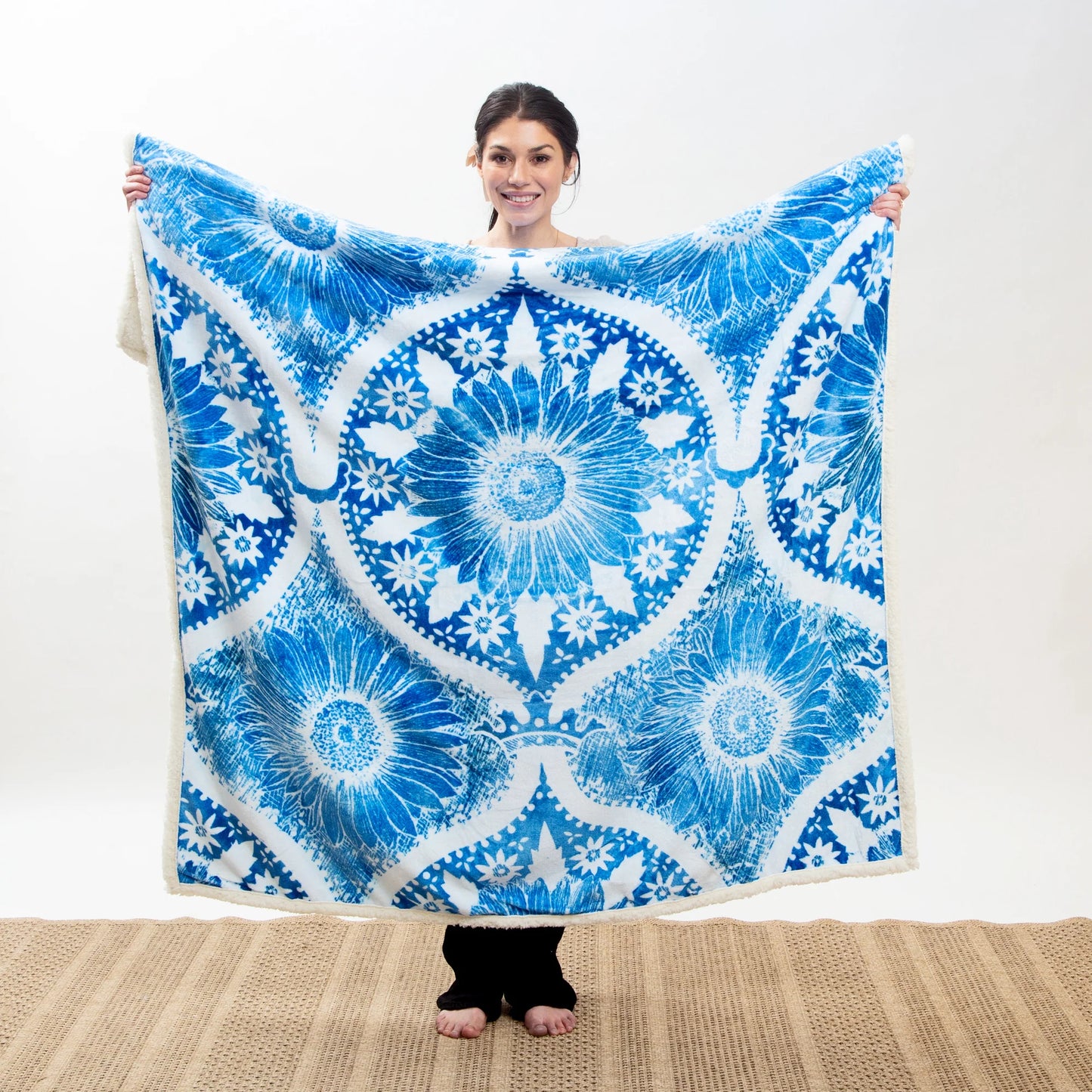 NE503 Carsten's Chakra Blossom Sherpa Throw Blanket