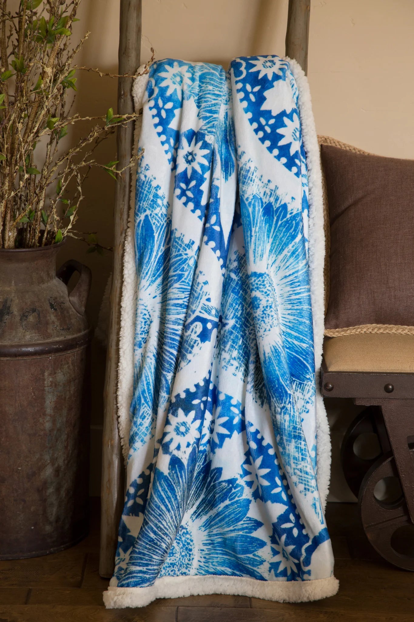 NE503 Carsten's Chakra Blossom Sherpa Throw Blanket