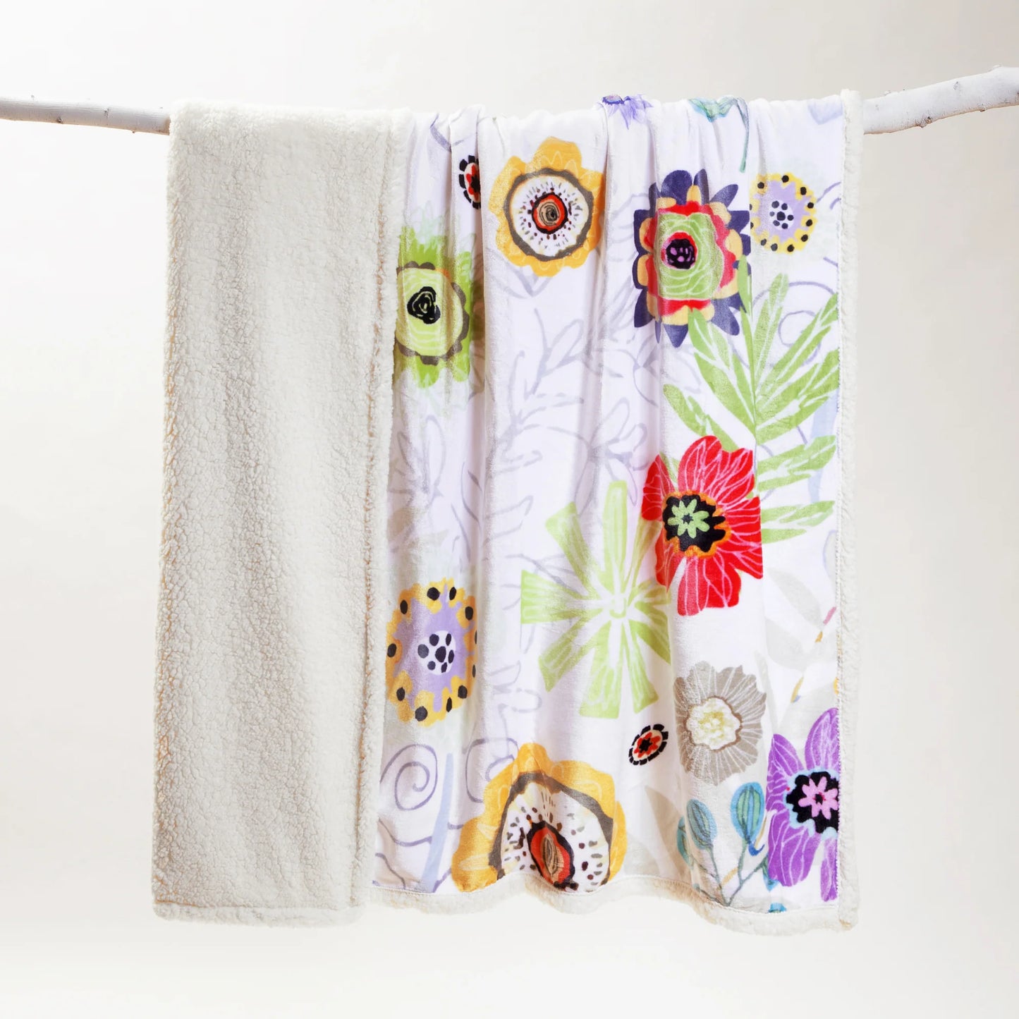 NE505 Carsten's Wildflower Sherpa Plush Throw Blanket