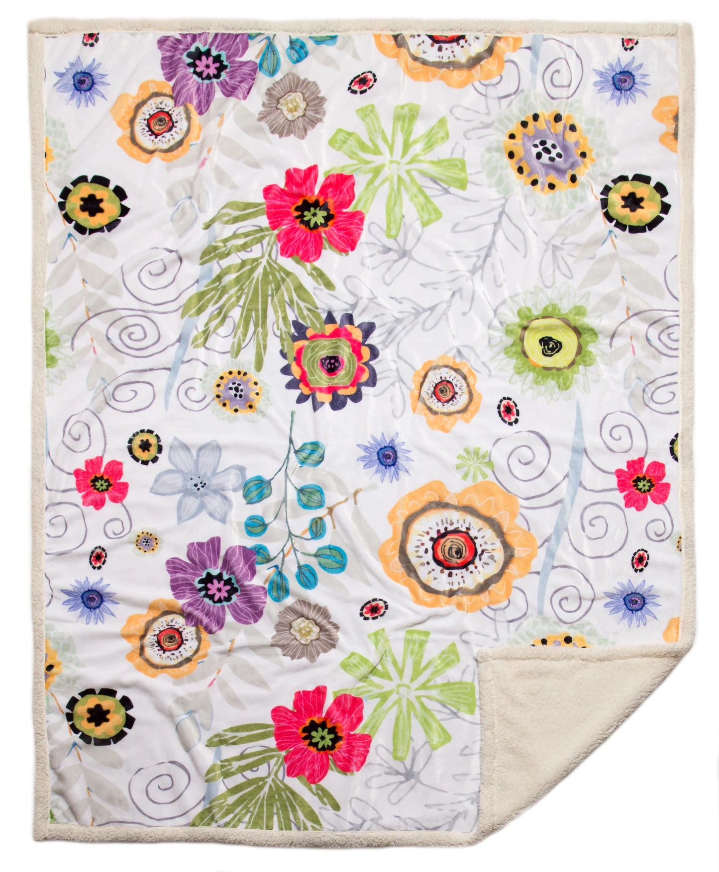 NE505 Carsten's Wildflower Sherpa Plush Throw Blanket