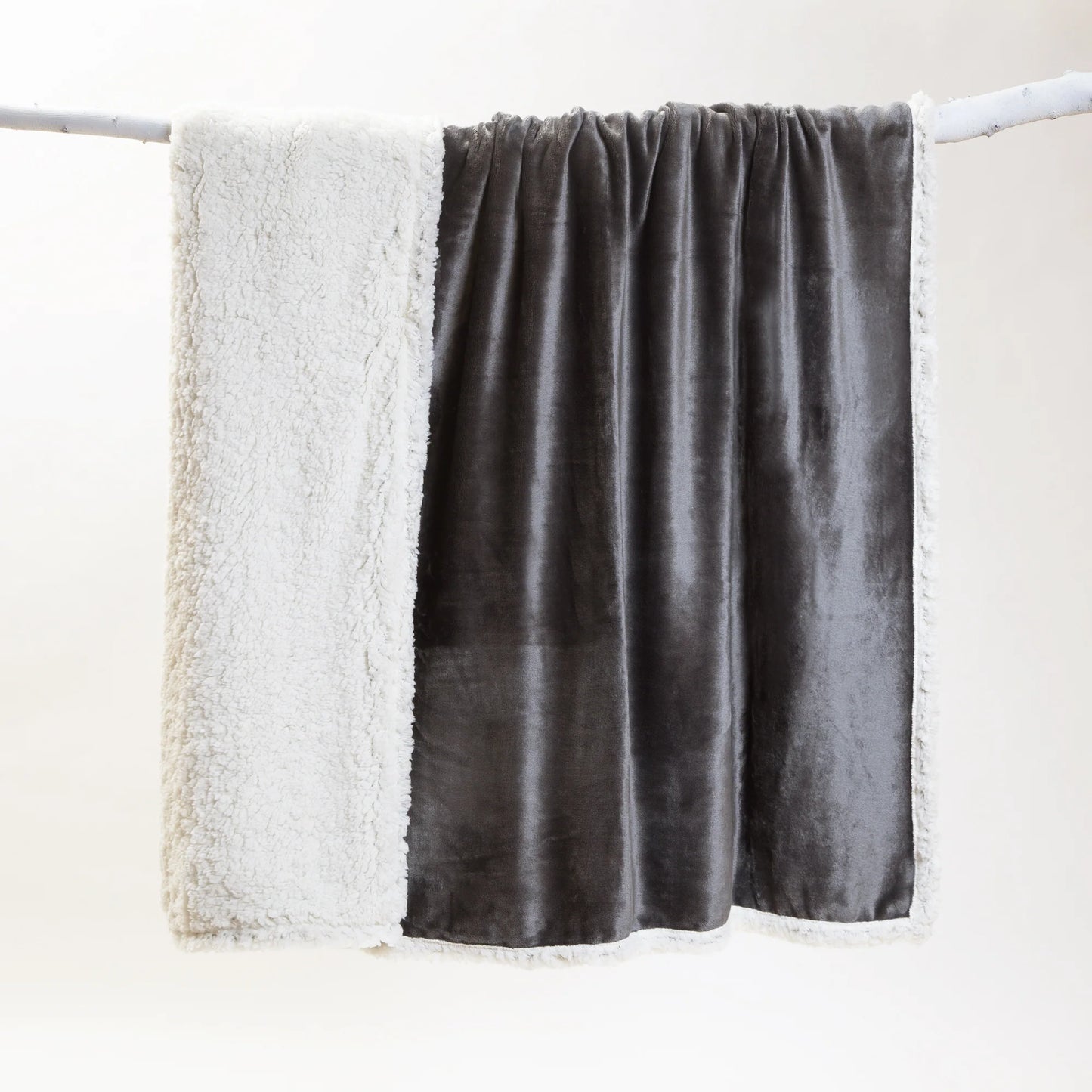 NE506 Carsten's North End Sherpa Throw Blanket Solid Grey