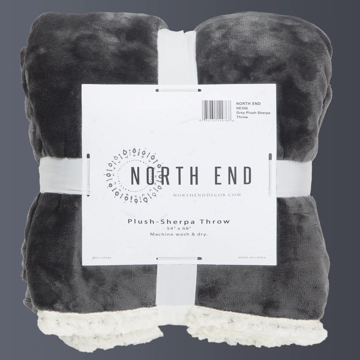 NE506 Carsten's North End Sherpa Throw Blanket Solid Grey