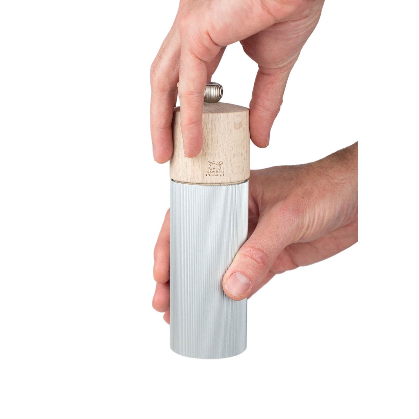 Line Pepper Mill, Aluminum + Beechwood, Natural, 18 cm - 7 in