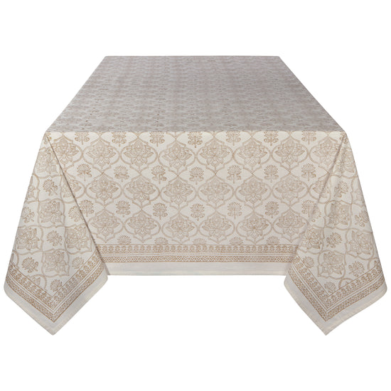 TC90 BLOCK PRINT LOTUS TABLECLOTH 90 X 60