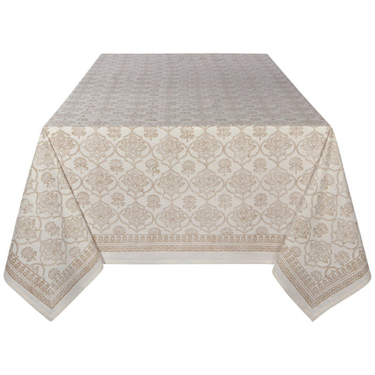 TC90 BLOCK PRINT LOTUS TABLECLOTH 90 X 60