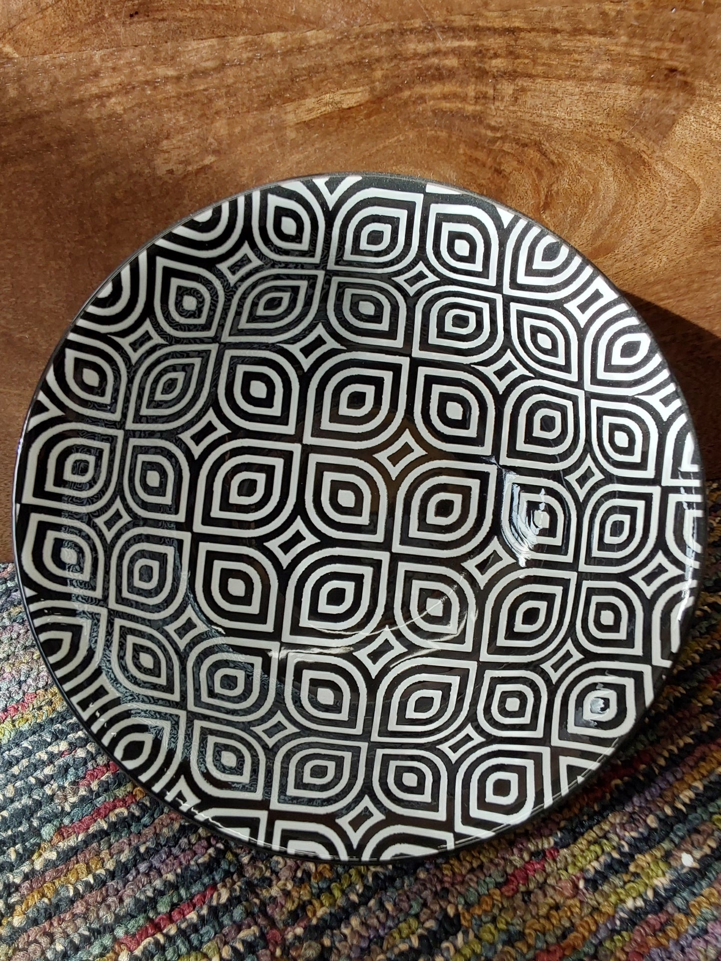 Black Geo Stamped Bowl 8 inch