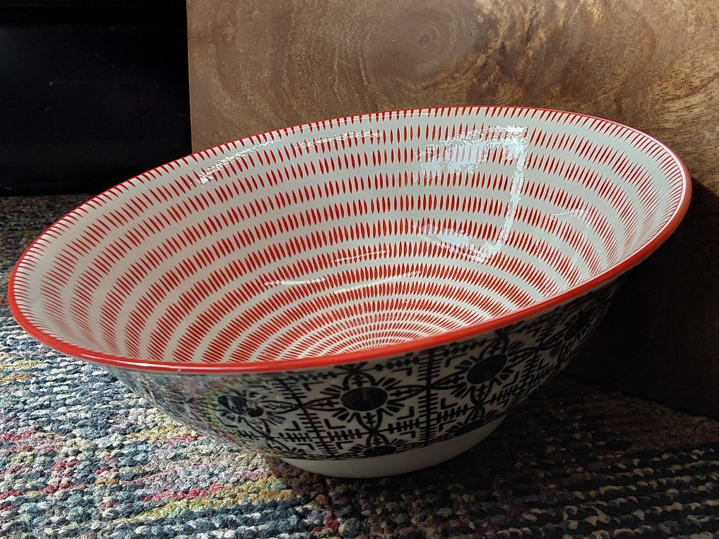Black Tiles Stamped Bowl 8 inch