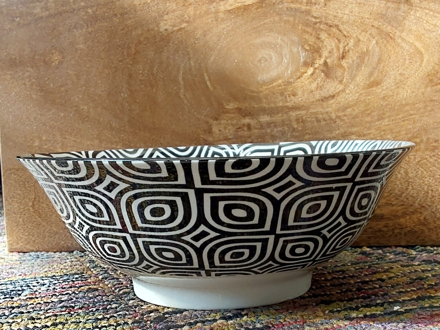 Black Geo Stamped Bowl 8 inch