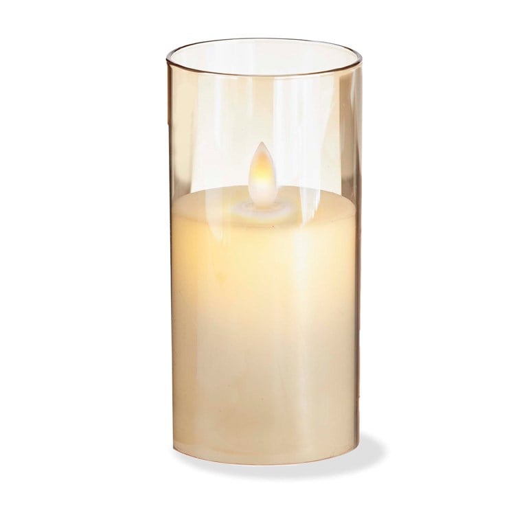 ESTELLA LED GLASS HURRICANE 3X6 AMBER