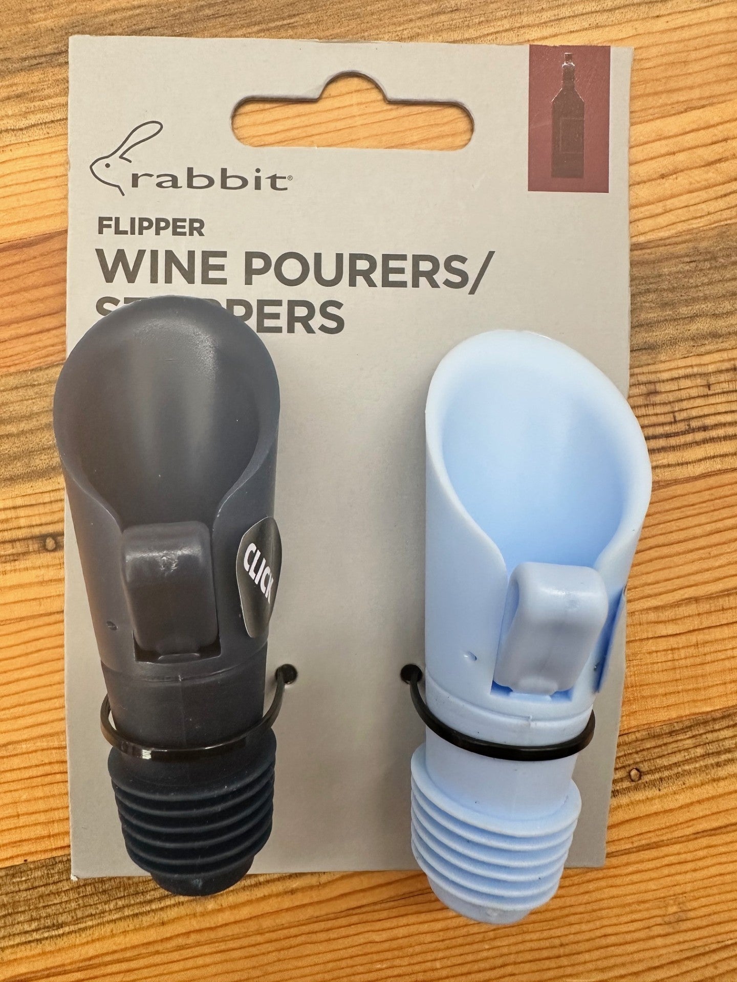 Rabbit Flipper Wine Pourer/Stoppers 2Pk Assorted Colors