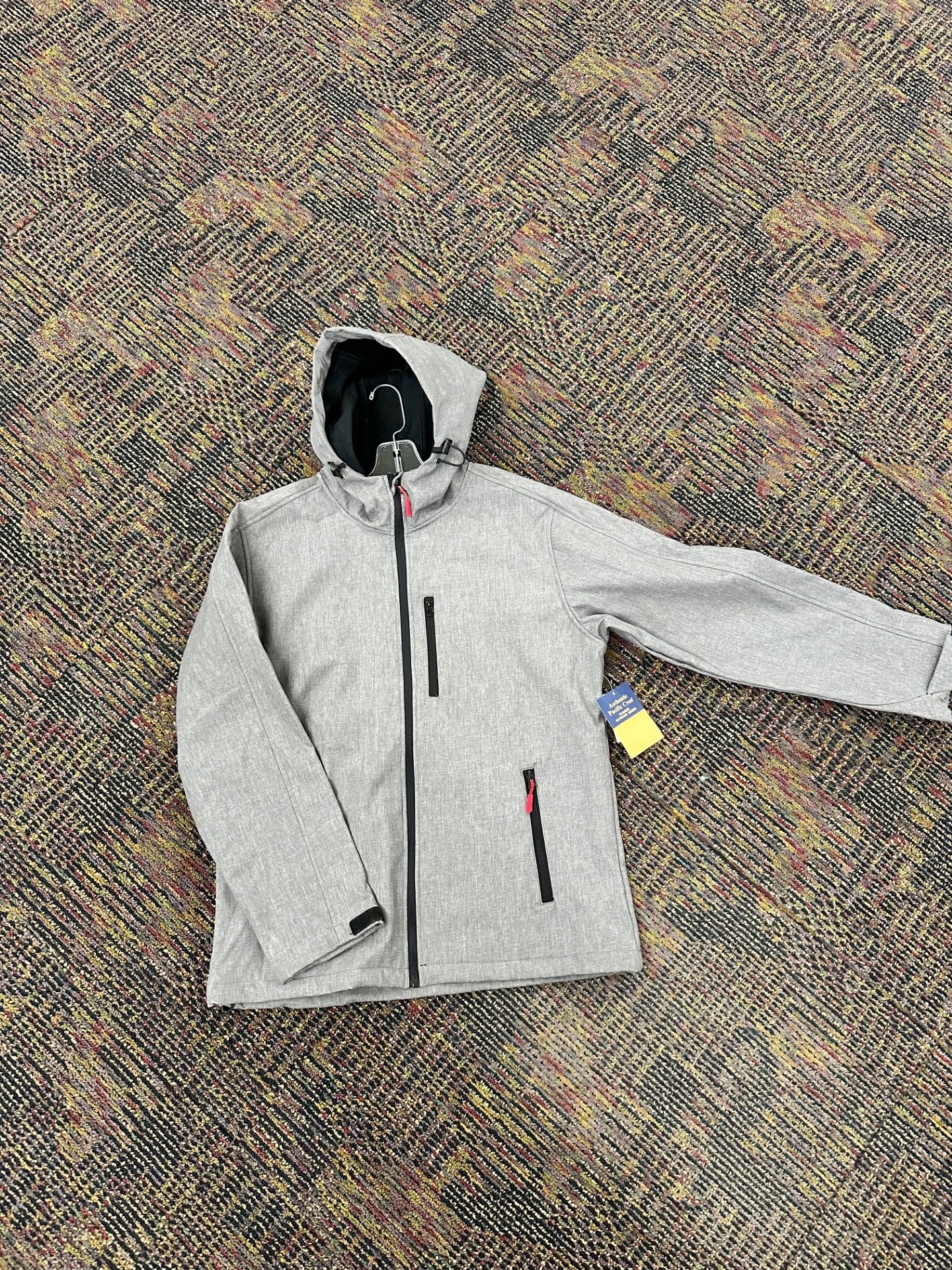 Pacific Crest Mens Zip Up Jacket with Black Hood - Grey Pebble