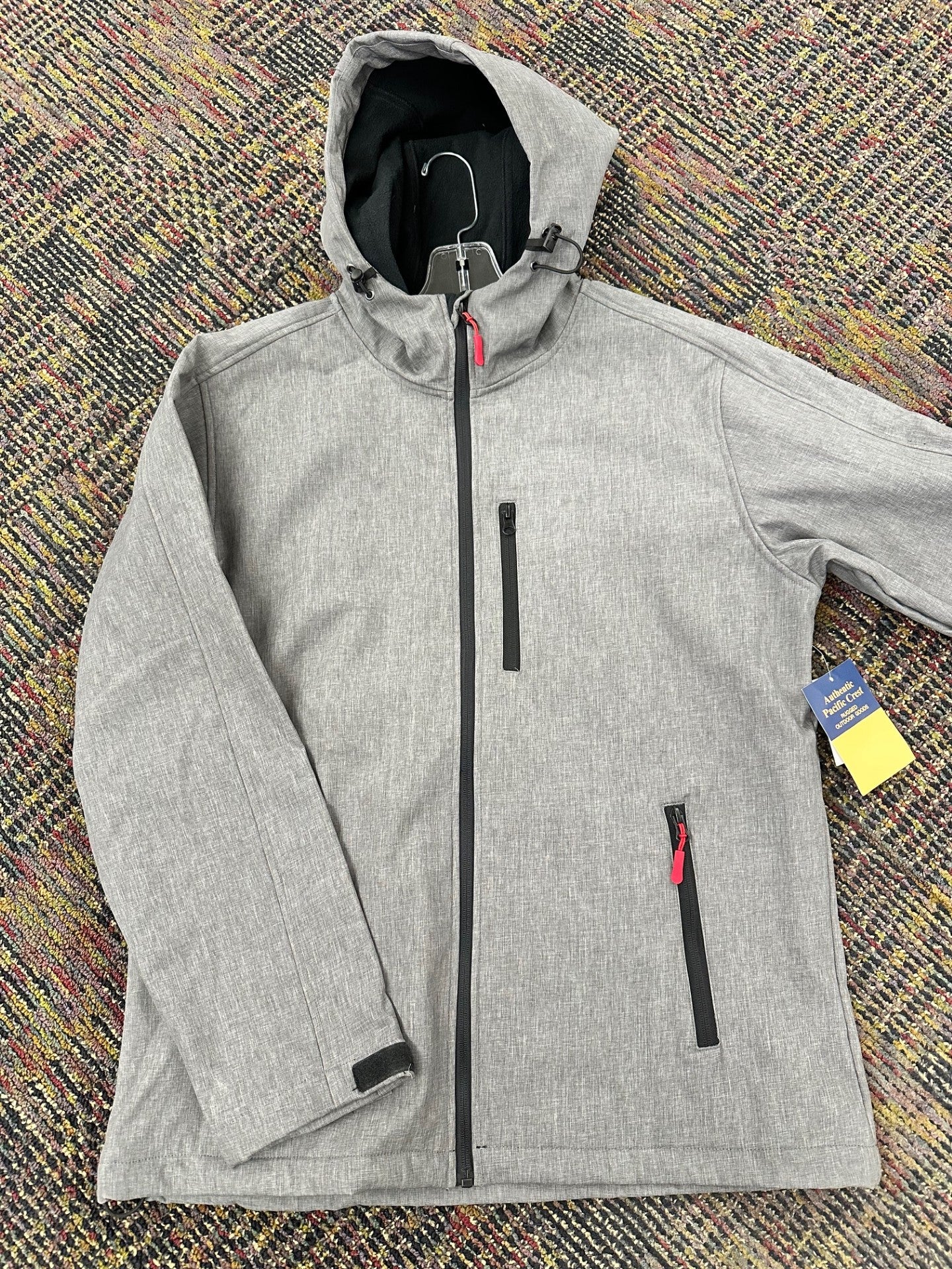 Pacific Crest Mens Zip Up Jacket with Black Hood - Grey Pebble