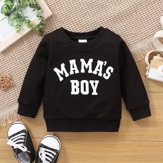 100% Cotton Baby Boy/Girl Letter Print Pullover: Black / 9-12 Months