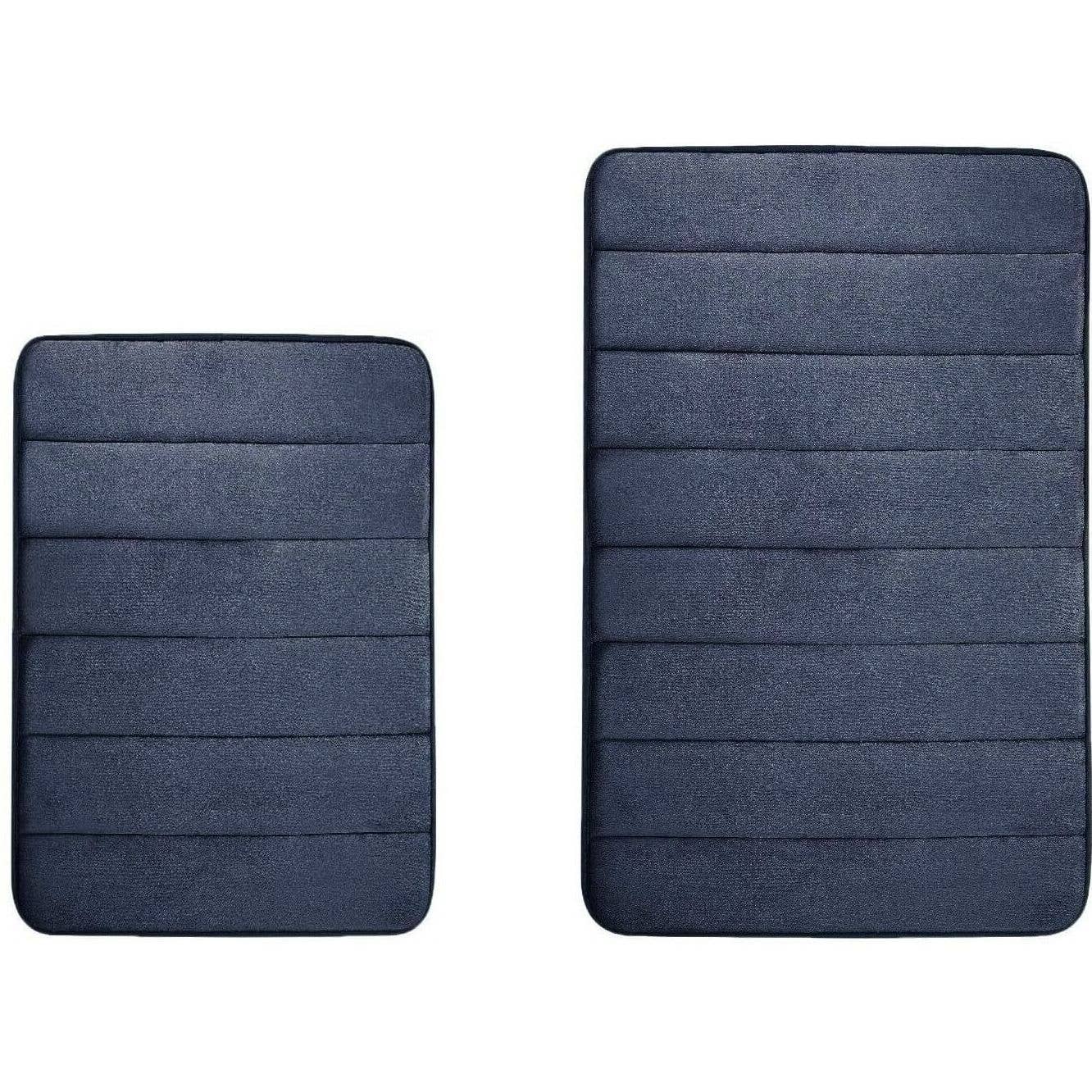 2 Pieces Memory Foam Bath Mat: Navy