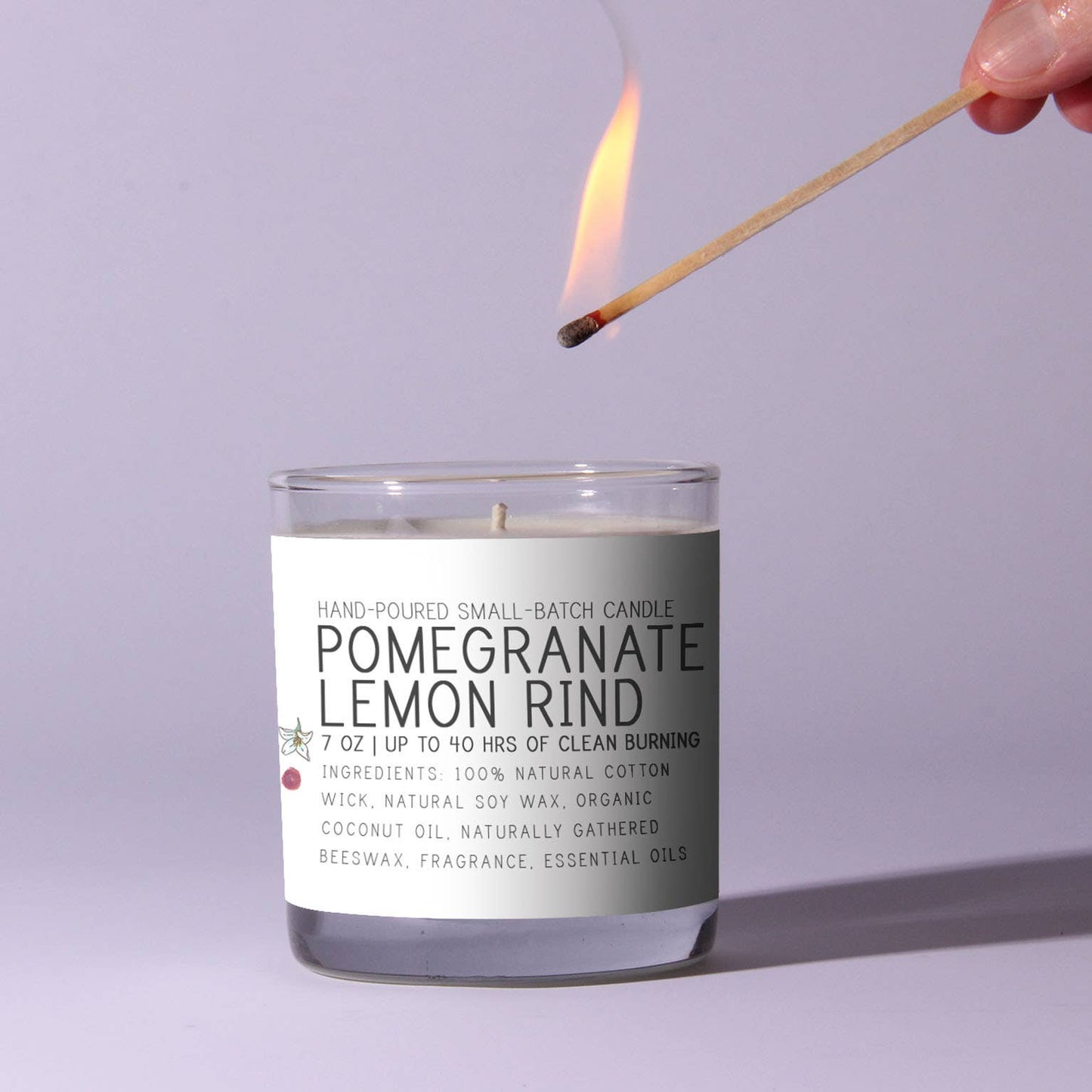 Pomegranate & Lemon Rind - Just Bee Candles: 7 oz (up to 40 hrs of clean burning)