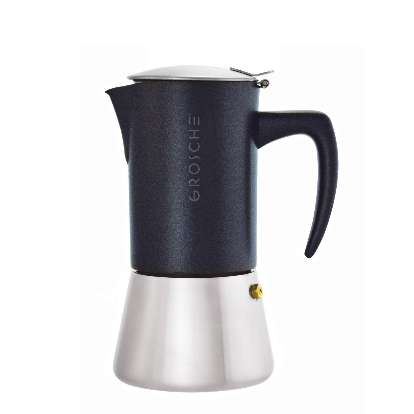 GROSCHE MILANO Steel Stovetop Espresso Maker - Black: 6 cup/9.3 oz