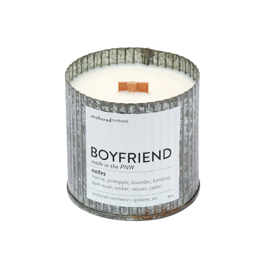 Boyfriend Wood Wick Rustic Farmhouse Soy Candle: 10oz