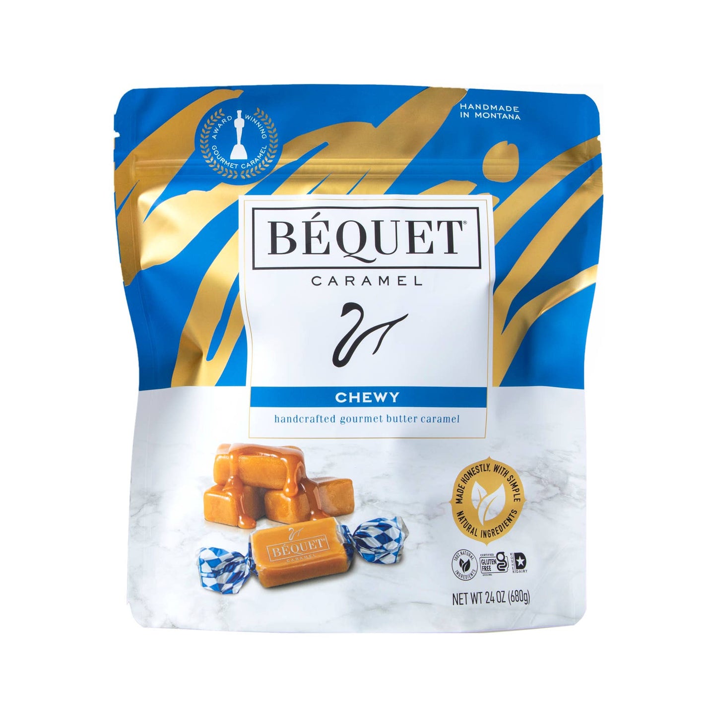 Béquet Gourmet Caramel 24 oz Resealable Pouch: Chewy