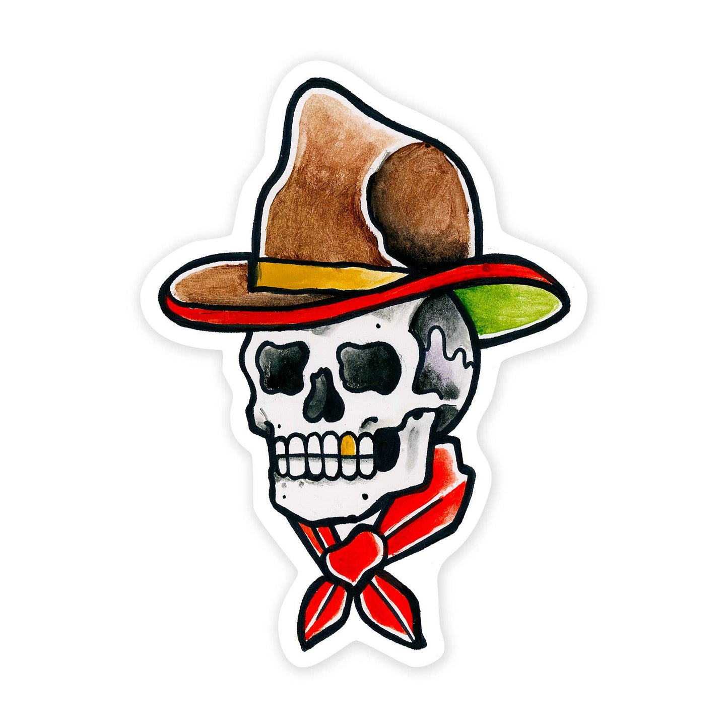 Skull Cowboy - 3 Inch Vinyl Art Sticker