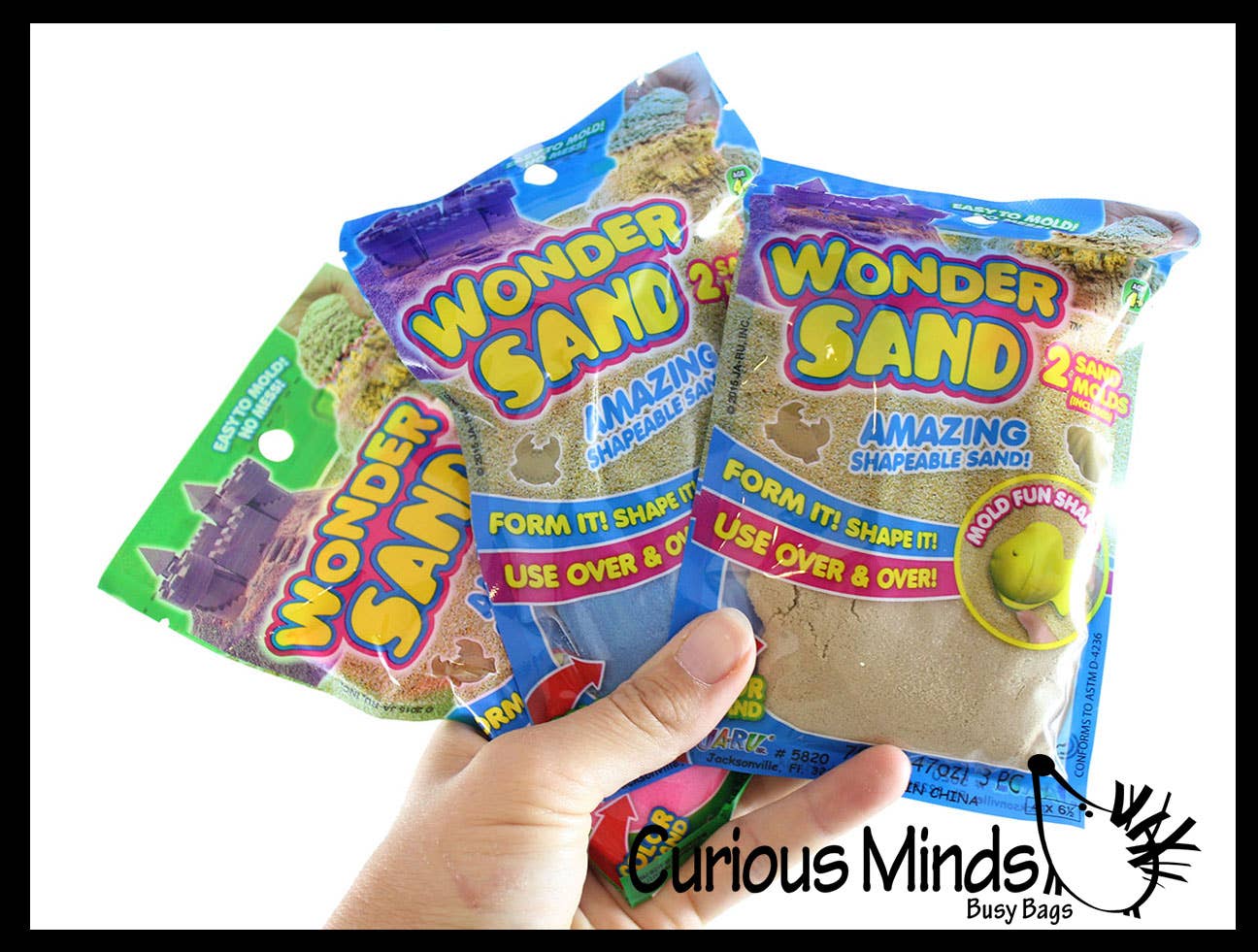 1 Wonder Sand Pouch with 2 Mini Sand Molds - Stretchy  Soft