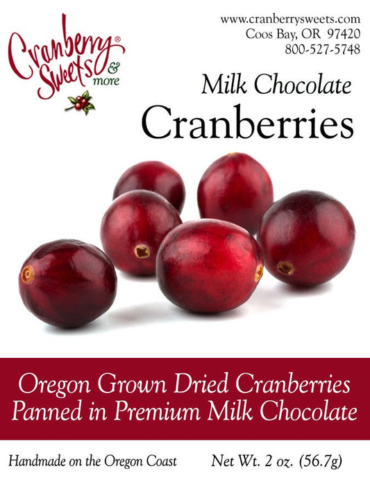 Milk Chocolate Covered Cranberries: 2 oz.