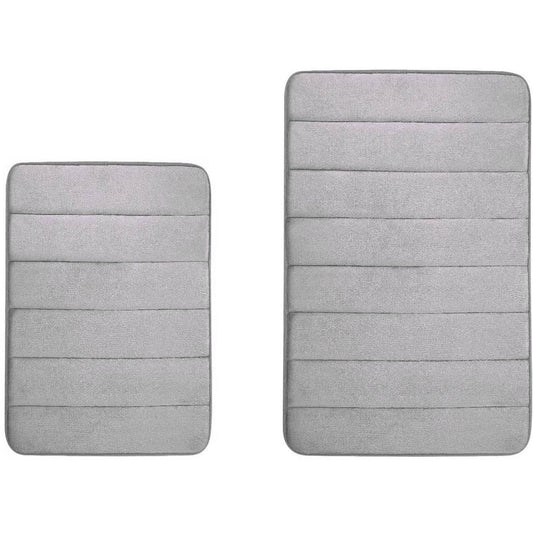 2 Pieces Memory Foam Bath Mat: Gray