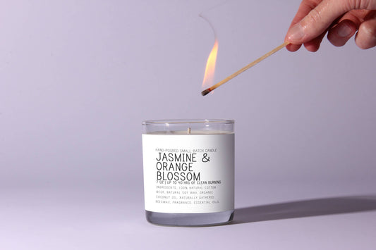 Jasmine and Orange Blossom Candle  - Just Bee Candles: 7 oz (up to 40 hrs of clean burning)