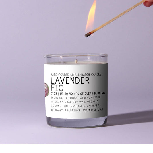 Lavender Fig - Just Bee Candles: 7 oz (up to 40 hrs of clean burning)