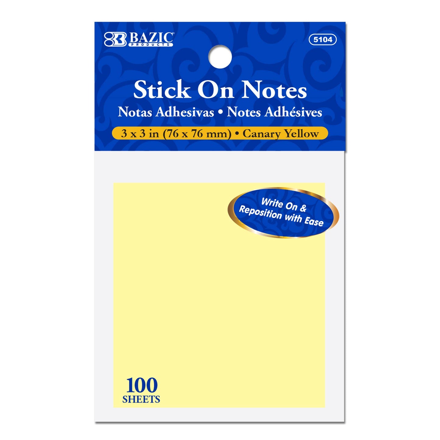 Stick On Notes 3" X 3" 100 Ct. Yellow