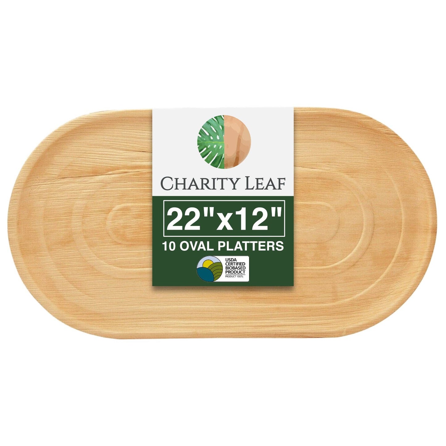 Palm Leaf Large Tray - 22"x12" Inch - Pack of 10 Tray